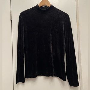 Black velvet mock neck top